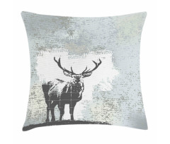 Stag Silhouette Grunge Pillow Cover