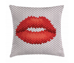 Retro Effect Lips Design Pillow Cover