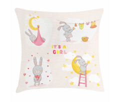 Bunny Baby Love Moon Pillow Cover