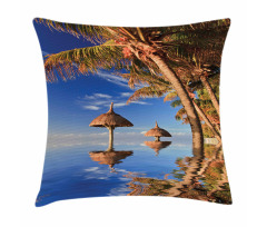 Palm Trees Calm Ocean Pillow Cover