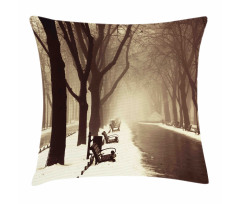 Street View Foggy Day Pillow Cover