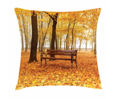 Misty Autumn Park Rustic Pillow Cover