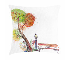 Autumn Day in Park Vintage Pillow Cover
