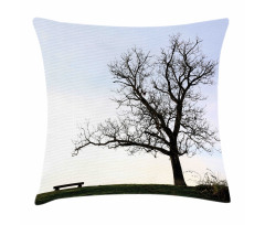 Wooden Bench Evening Pillow Cover