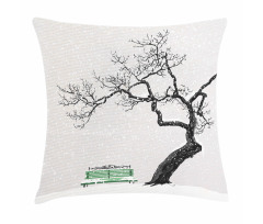 Retro Bench and Tree Pillow Cover