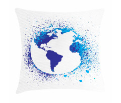 Globe Ink Effect Map Pillow Cover