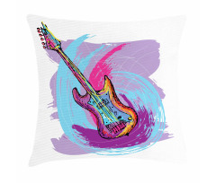 Hand Drawn Guitar Grunge Pillow Cover