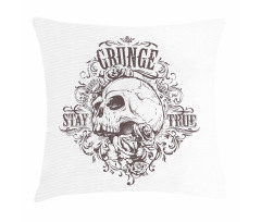 Skull Rose Grunge Pillow Cover