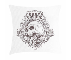 Kuru Kafa Minder Kılıfı Kuru Kafa ve Çiçek Grunge