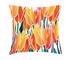 Floral Tulip Garden Pillow Cover
