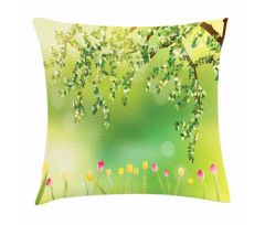 Colorful Tulips Tree Pillow Cover