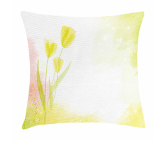 Tulip Flower Watercolor Pillow Cover