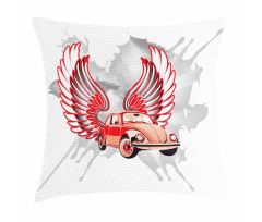 Vintage Car with Wings Pillow Cover