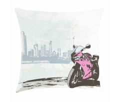 Motorbike by River Pillow Cover