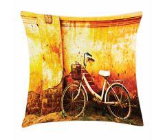 Bike Rusty Cracked Wall Pillow Cover
