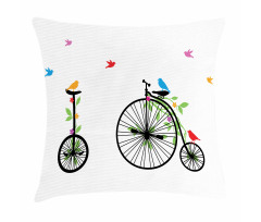 Flying Birds Flowers Pillow Cover