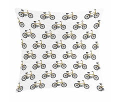 Yellow Bicycle Pattern Pillow Cover