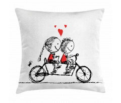 Couple Cycling Together Pillow Cover