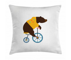 Bear Bicycle Circus Pillow Cover
