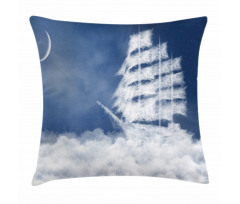 Clouds Ship in Sky Pillow Cover