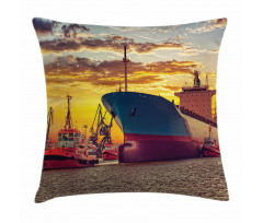 Big Ship at Sunset Pillow Cover