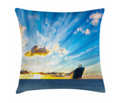 Sea at Sunset Ship Pillow Cover