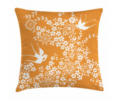 Japanese Tree Birds Art Pillow Cover