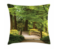 Wooden Bridge over Pond Pillow Cover
