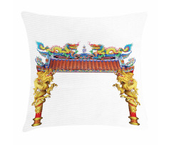 Eastern Building and Dragon Pillow Cover