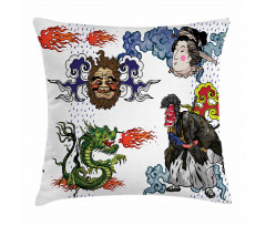 Manga Style Dragon Pillow Cover