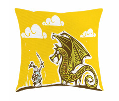 Knight with Dragon Pillow Cover