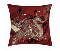 Japanese Dragon Doodle Pillow Cover