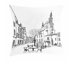 Old City Sketch Pillow Cover