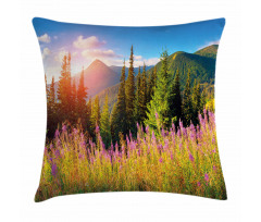 Spring Flowers Mountain Pillow Cover