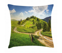 Hillside Meadow Trees Pillow Cover
