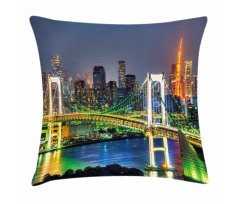 Tokyo Skyline Japanese Pillow Cover