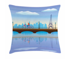 Eiffel Tower Cartoon Art Pillow Cover