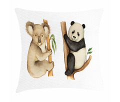 Koala Panda Watercolor Pillow Cover