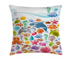 Ocean Fauna Design Pillow Cover