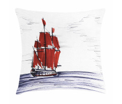 Saliling Ship on Sea Pillow Cover