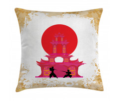 Medieval Landscape Sunset Pillow Cover