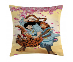 Samurai and Tiger Pillow Cover