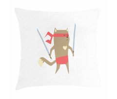 Samurai Figh Kitty Ninja Pillow Cover