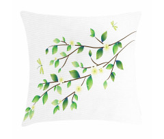 Flower and Dragonflies Pillow Cover