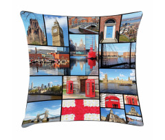 City Landmarks Floral Pillow Cover