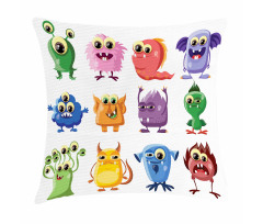 Cartoon Aliens Monsters Pillow Cover
