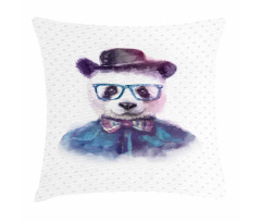 Hipster Panda with Tie Pillow Cover