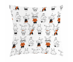 Retro Bunny Rabbits Pillow Cover