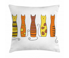 Smiling Cats Cartoon Domestic Pillow Cover