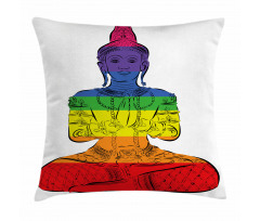 Sitting Rainbow Meditation Pillow Cover